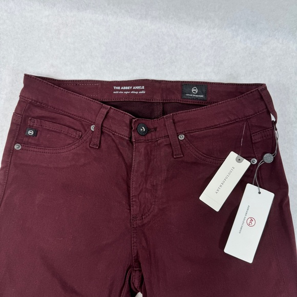 AG JEANS The Abbey Sateen Mid-Rise Skinny Ankle Jeans - Wine - LSS1788 - Sz 24 - Picture 8 of 13